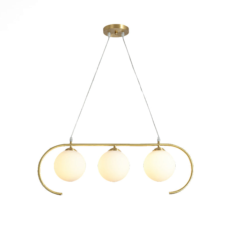 Modern Island Lighting Fixture Minimalist Glass Shade Hanging Light for Dining Room