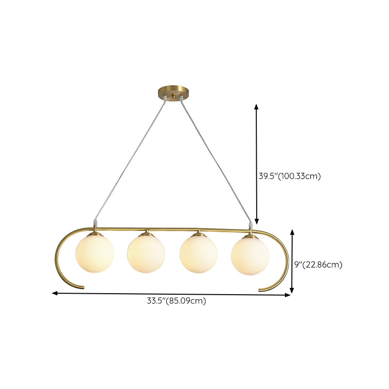 Modern Island Lighting Fixture Minimalist Glass Shade Hanging Light for Dining Room