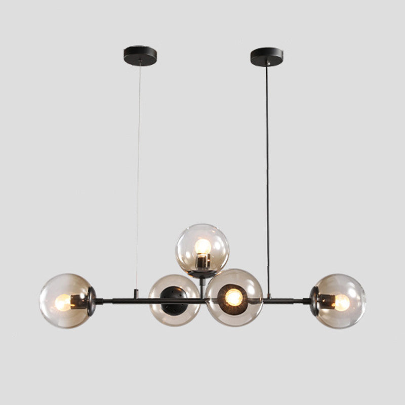 Modern Island Lighting Fixture Glass Ball Shade Hanging Light for Dining Room