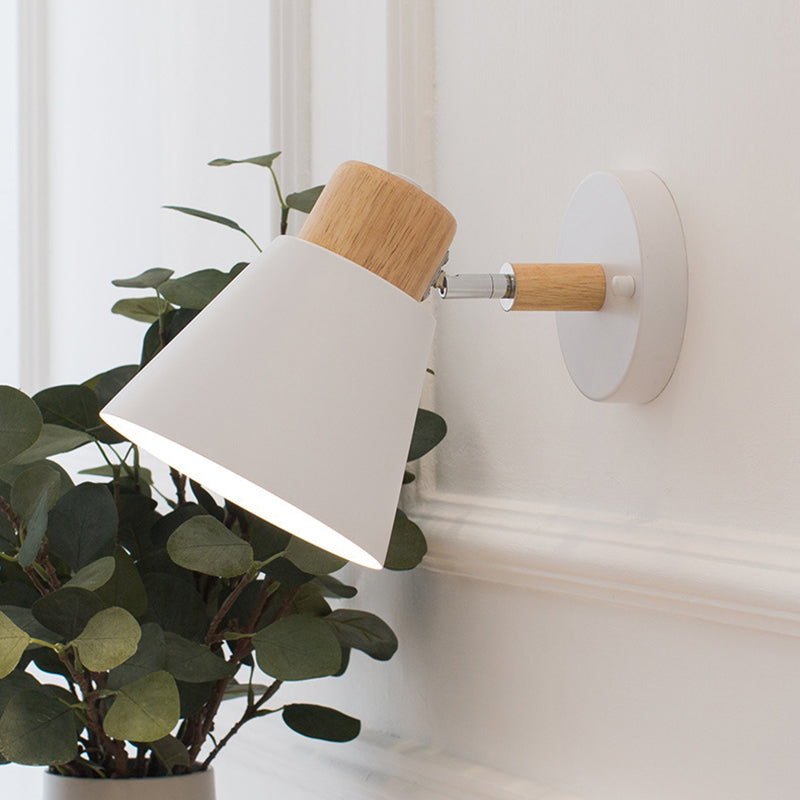 Metal Shaded Wall Light Modernism Wood Lighting for Living Room Foyer