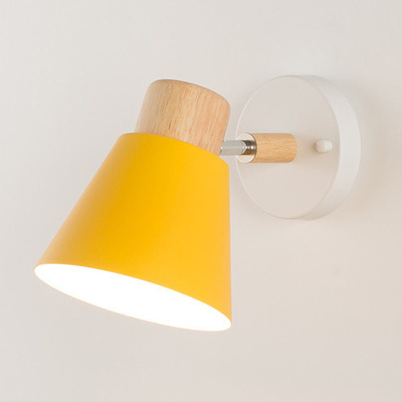 Metal Shaded Wall Light Modernism Wood Lighting for Living Room Foyer