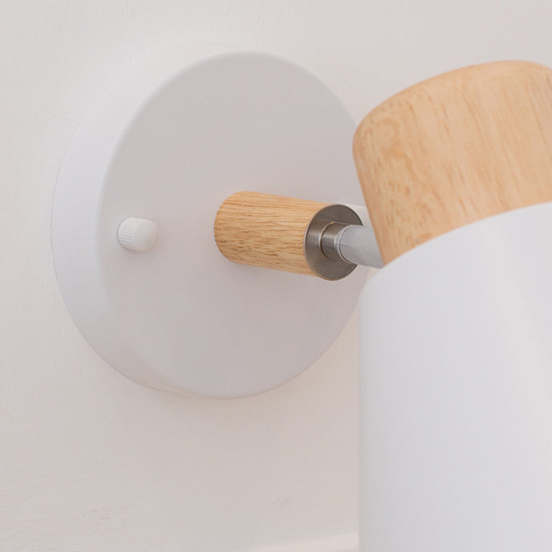 Metal Shaded Wall Light Modernism Wood Lighting for Living Room Foyer