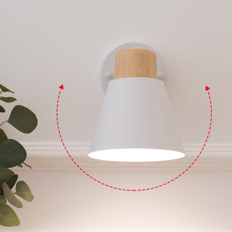 Metal Shaded Wall Light Modernism Wood Lighting for Living Room Foyer