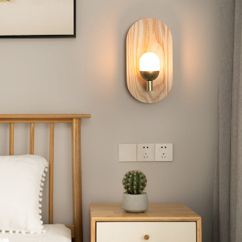 Golden Metal Wall Light Modernism Wood Lighting for Home Room