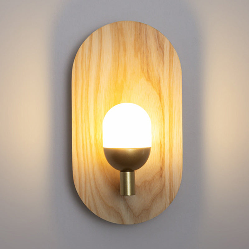 Golden Metal Wall Light Modernism Wood Lighting for Home Room