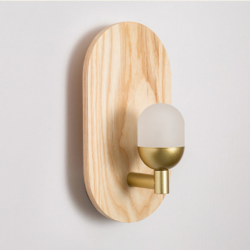 Golden Metal Wall Light Modernism Wood Lighting for Home Room