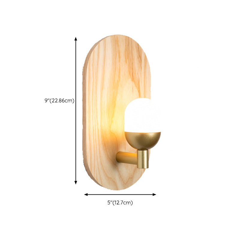 Golden Metal Wall Light Modernism Wood Lighting for Home Room
