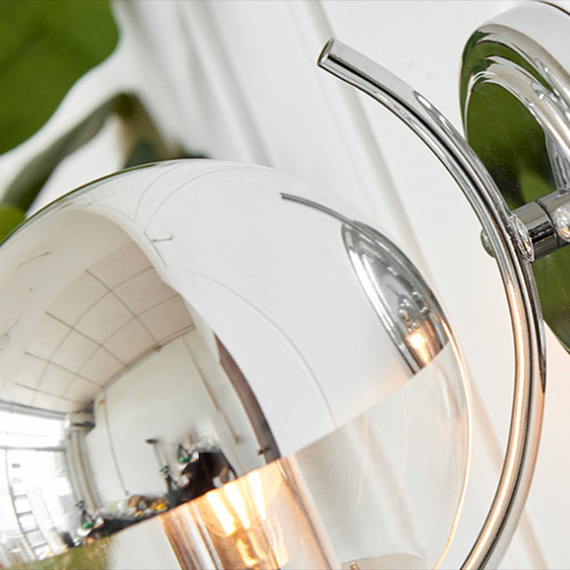 Glass Ball Shape Sconce Light Modern-Style 1 Light Wall Light Fixtures in Chrome