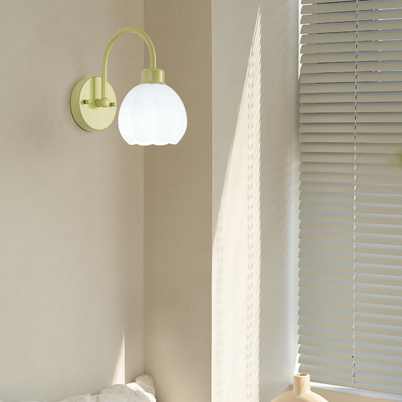 Glass Bowl Shape Sconce Light Modern-Style 1 Light Wall Light Fixtures in Green