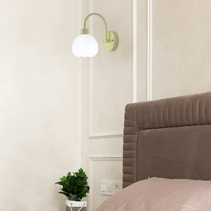 Glass Bowl Shape Sconce Light Modern-Style 1 Light Wall Light Fixtures in Green