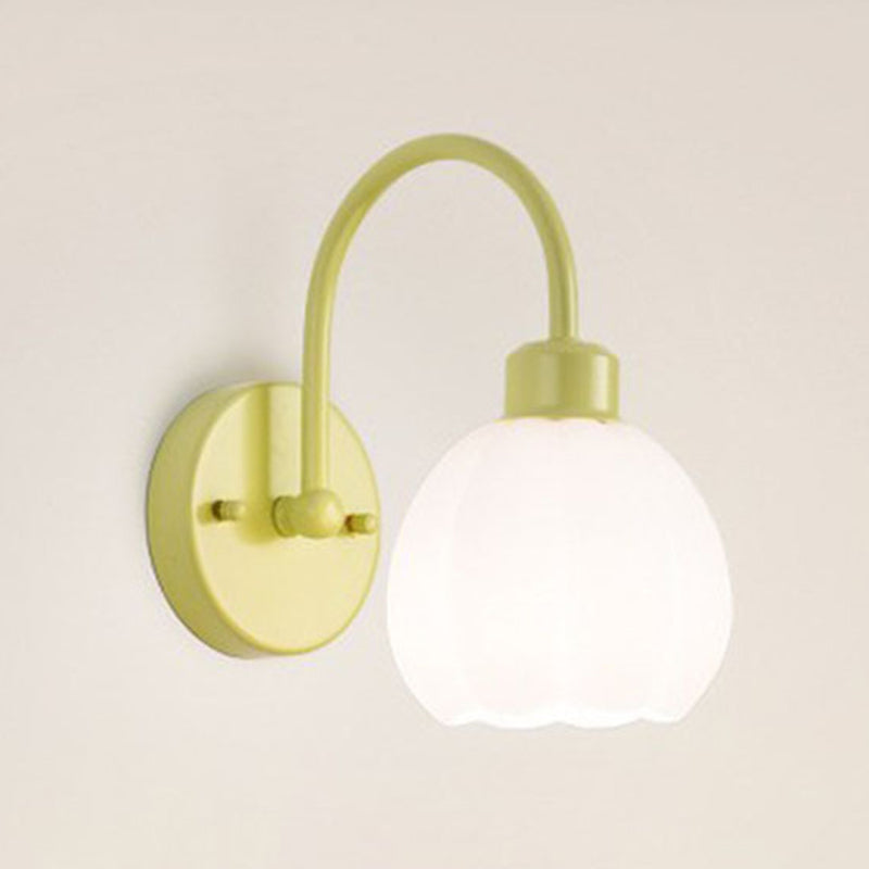 Glass Bowl Shape Sconce Light Modern-Style 1 Light Wall Light Fixtures in Green