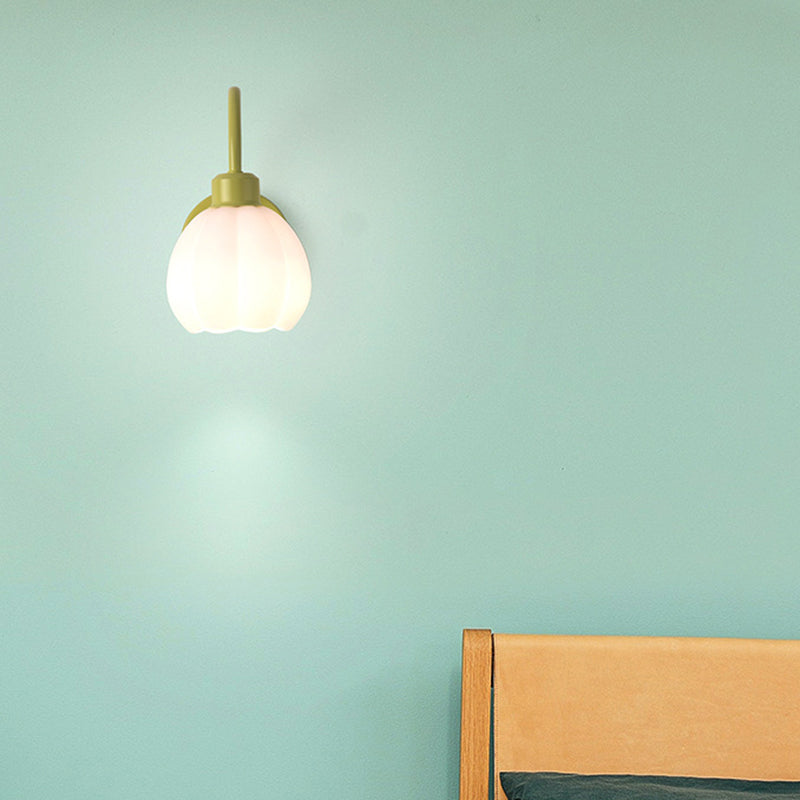 Glass Bowl Shape Sconce Light Modern-Style 1 Light Wall Light Fixtures in Green