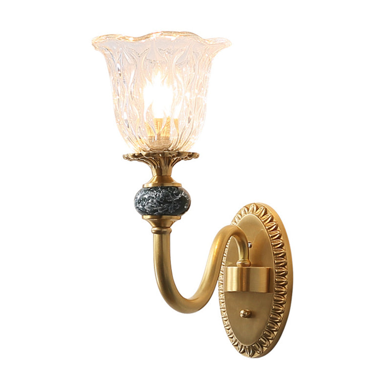 Glass Bell Shape Sconce Light Modern-Style 1/2 Light Wall Light Fixtures in Brass