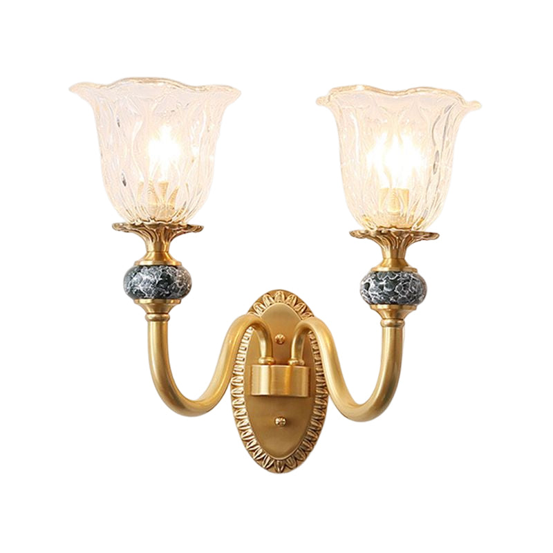 Glass Bell Shape Sconce Light Modern-Style 1/2 Light Wall Light Fixtures in Brass
