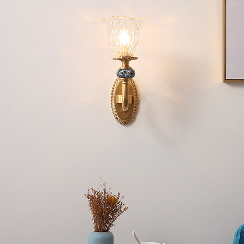 Glass Bell Shape Sconce Light Modern-Style 1/2 Light Wall Light Fixtures in Brass
