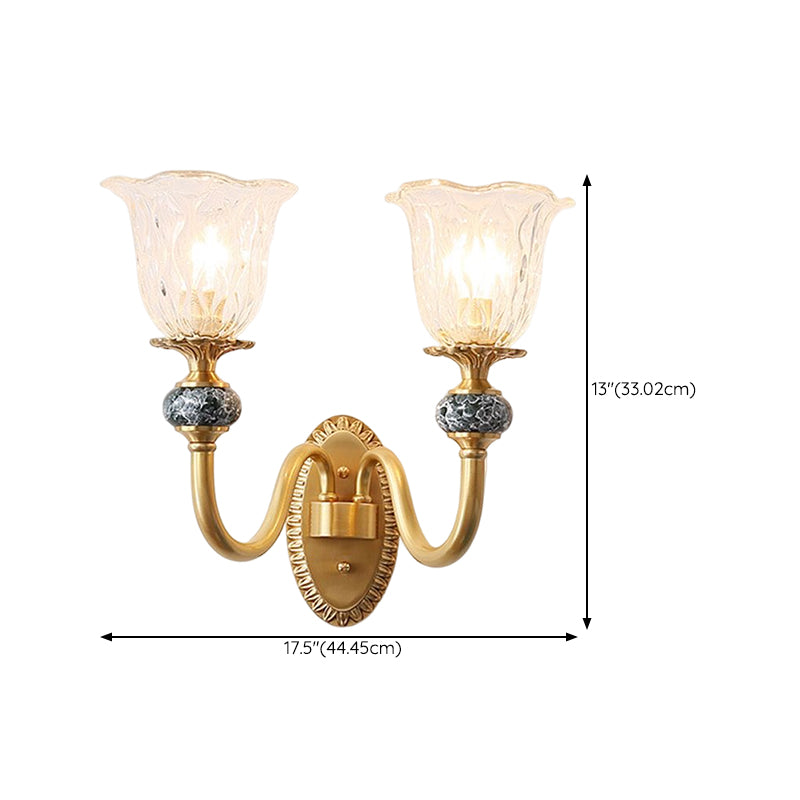 Glass Bell Shape Sconce Light Modern-Style 1/2 Light Wall Light Fixtures in Brass