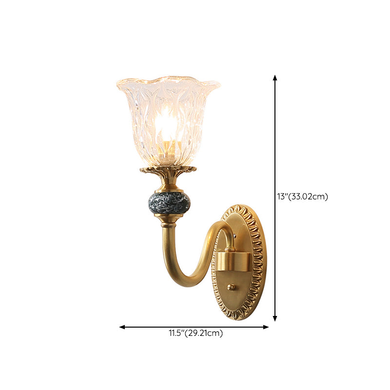 Glass Bell Shape Sconce Light Modern-Style 1/2 Light Wall Light Fixtures in Brass