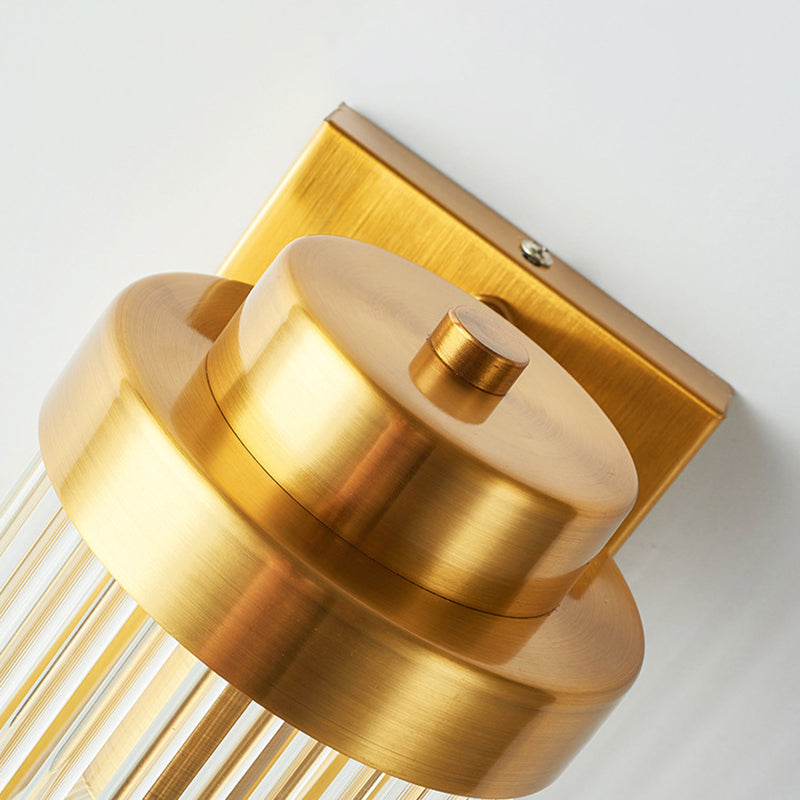 Glass Geometric Shape Sconce Light Modern-Style 2 Lights Wall Light Fixtures in Gold