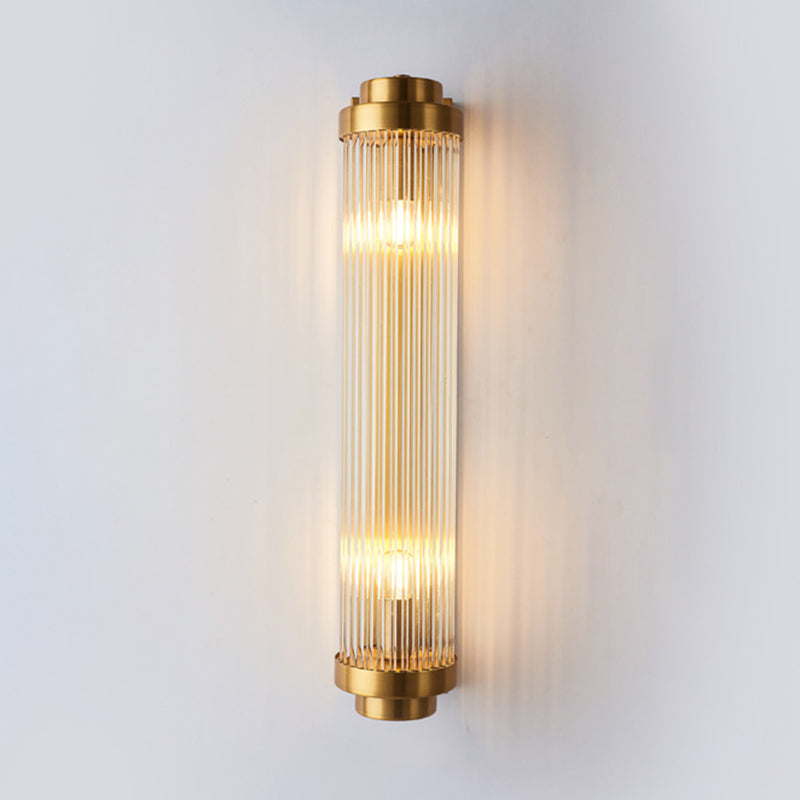 Glass Geometric Shape Sconce Light Modern-Style 2 Lights Wall Light Fixtures in Gold