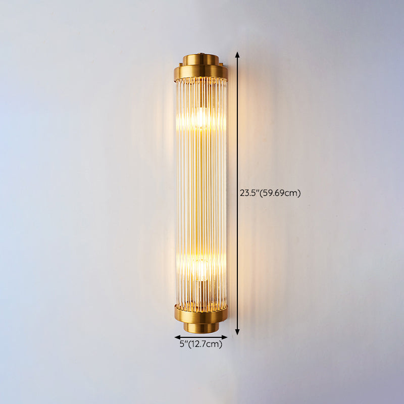 Glass Geometric Shape Sconce Light Modern-Style 2 Lights Wall Light Fixtures in Gold
