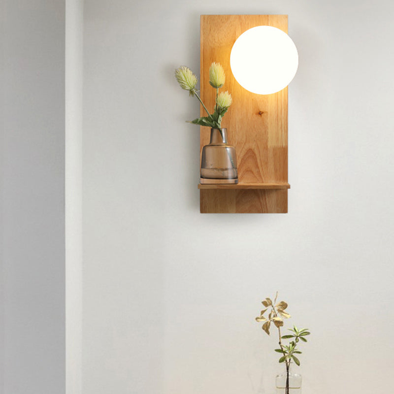 Wood Ball Sconce Light Modern 1 Light Wall Light Fixture in Brown(Decoration not Included)