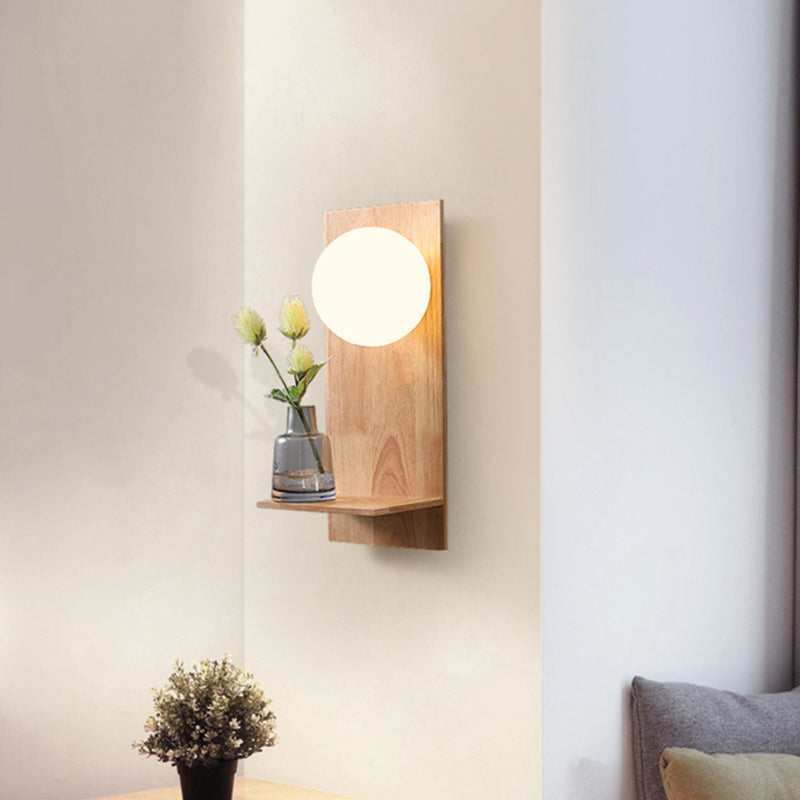 Wood Ball Sconce Light Modern 1 Light Wall Light Fixture in Brown(Decoration not Included)