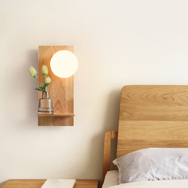 Wood Ball Sconce Light Modern 1 Light Wall Light Fixture in Brown(Decoration not Included)