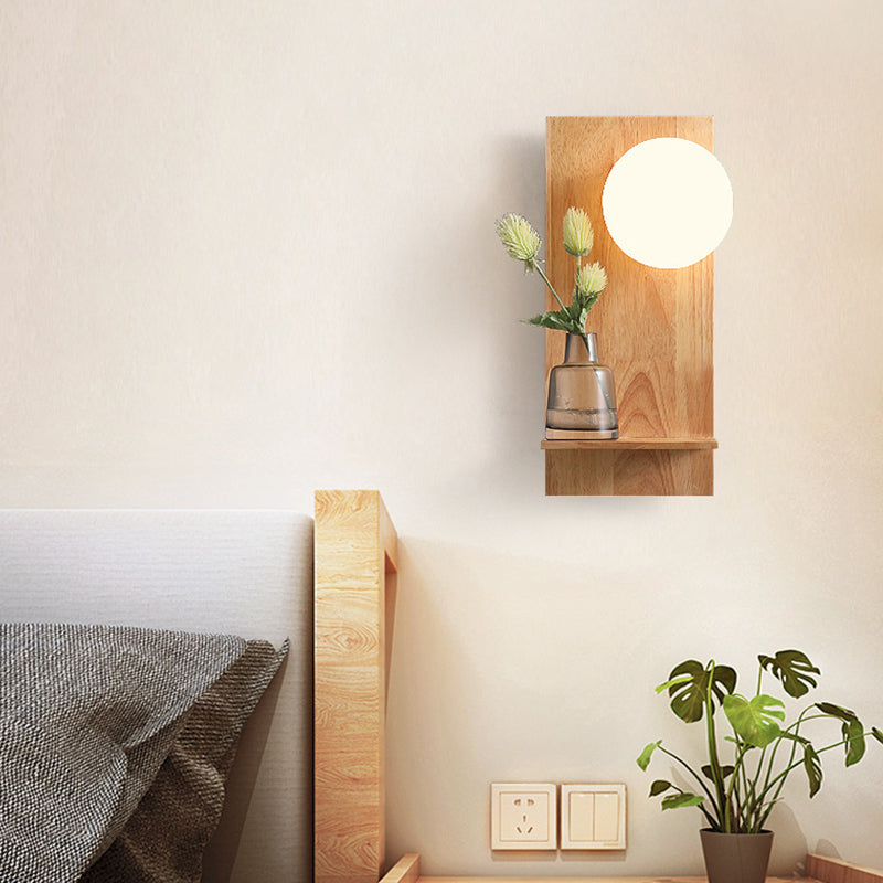 Wood Ball Sconce Light Modern 1 Light Wall Light Fixture in Brown(Decoration not Included)