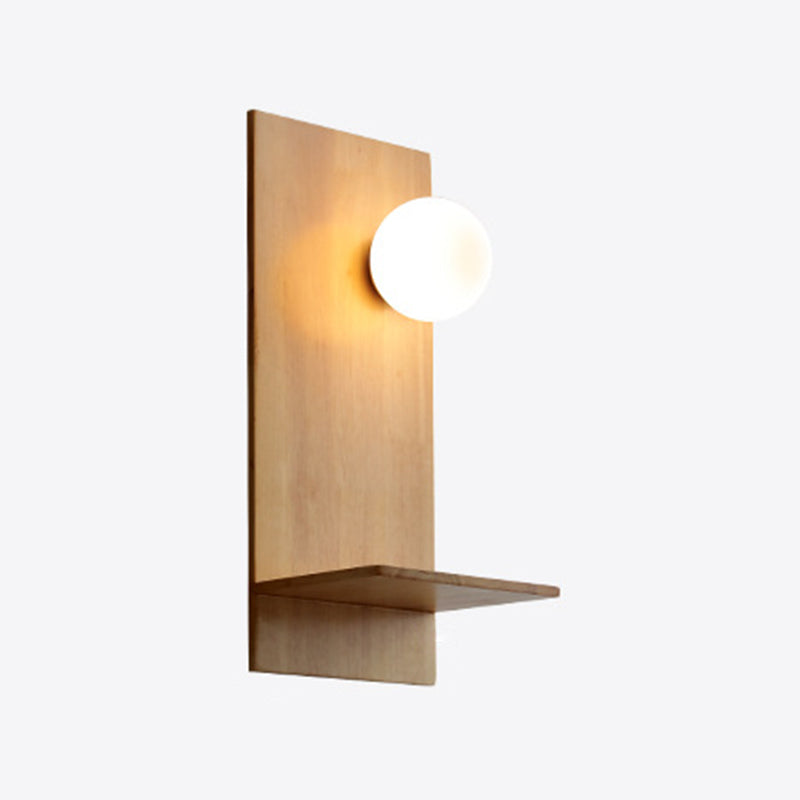 Wood Ball Sconce Light Modern 1 Light Wall Light Fixture in Brown(Decoration not Included)