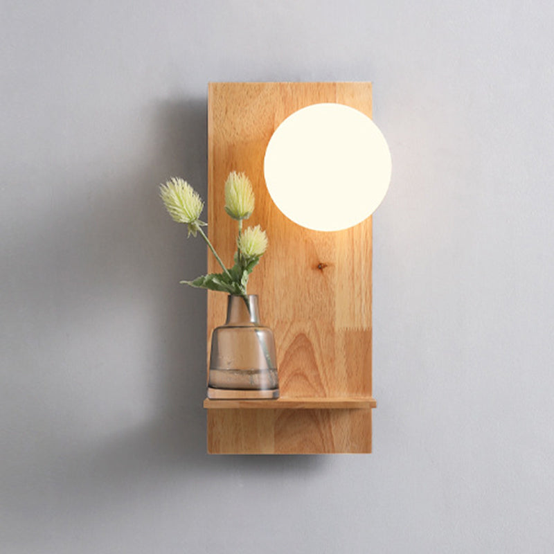 Wood Ball Sconce Light Modern 1 Light Wall Light Fixture in Brown(Decoration not Included)