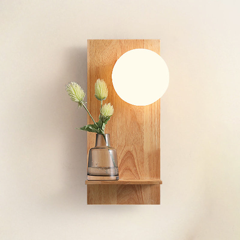 Wood Ball Sconce Light Modern 1 Light Wall Light Fixture in Brown(Decoration not Included)