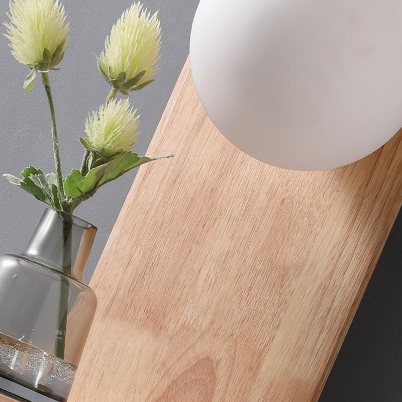 Wood Ball Sconce Light Modern 1 Light Wall Light Fixture in Brown(Decoration not Included)