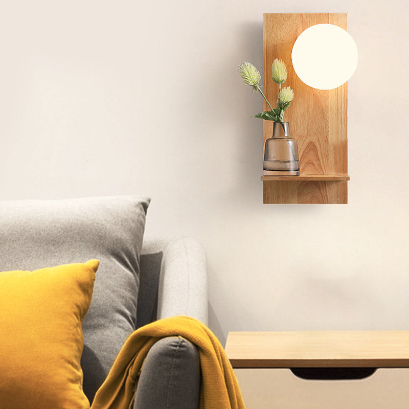 Wood Ball Sconce Light Modern 1 Light Wall Light Fixture in Brown(Decoration not Included)