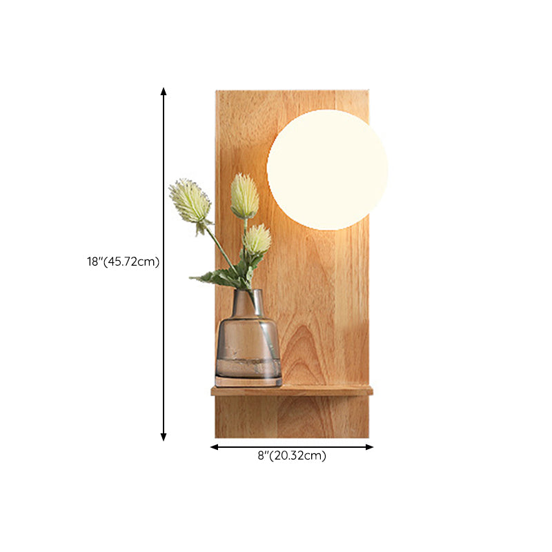 Wood Ball Sconce Light Modern 1 Light Wall Light Fixture in Brown(Decoration not Included)