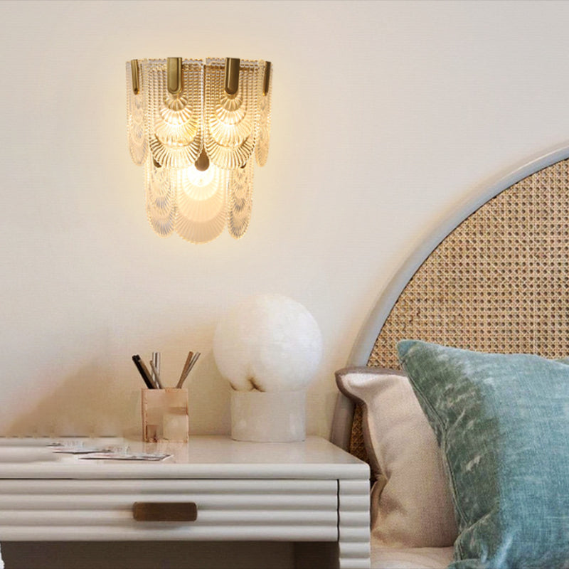 Glass Unique Shape Sconce Light Modern-Style 2 Lights Wall Light Fixtures in Gold