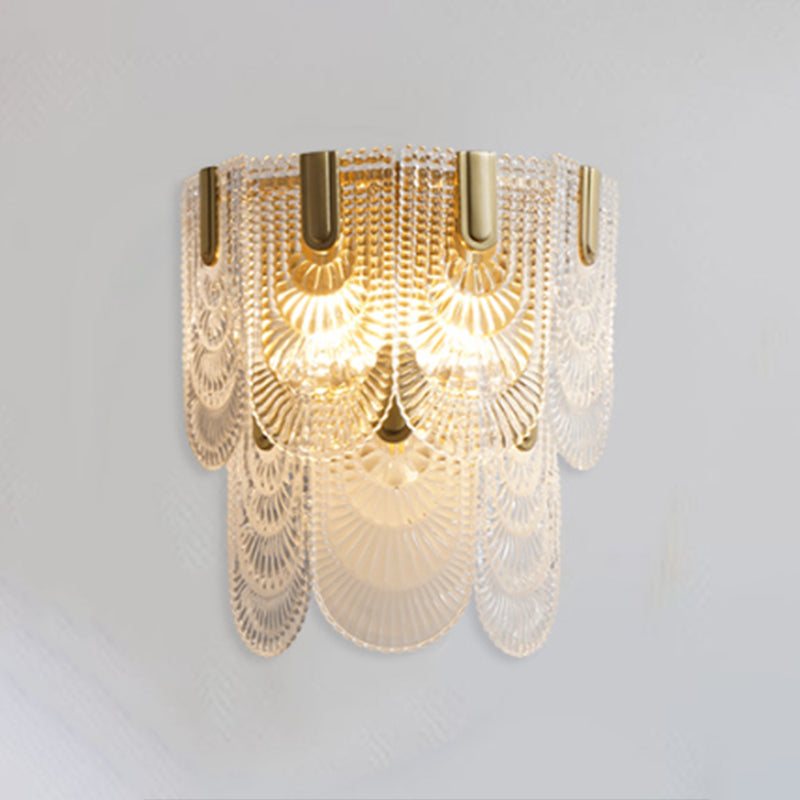 Glass Unique Shape Sconce Light Modern-Style 2 Lights Wall Light Fixtures in Gold