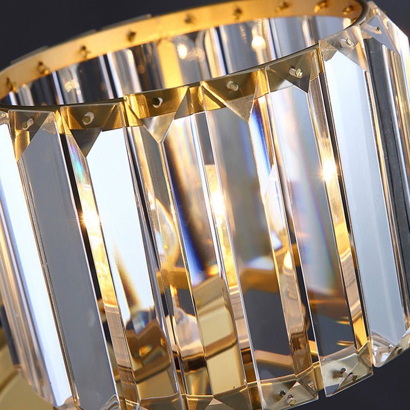 Crystal Cylinder Shape Sconce Light Modern-Style 1 Light Wall Light Fixtures in Gold