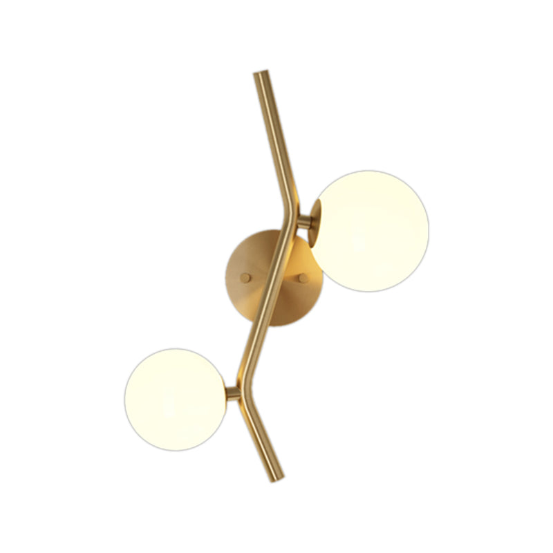 Glass Ball Shape Sconce Light Modern-Style 2 Lights Wall Light Fixtures in Gold