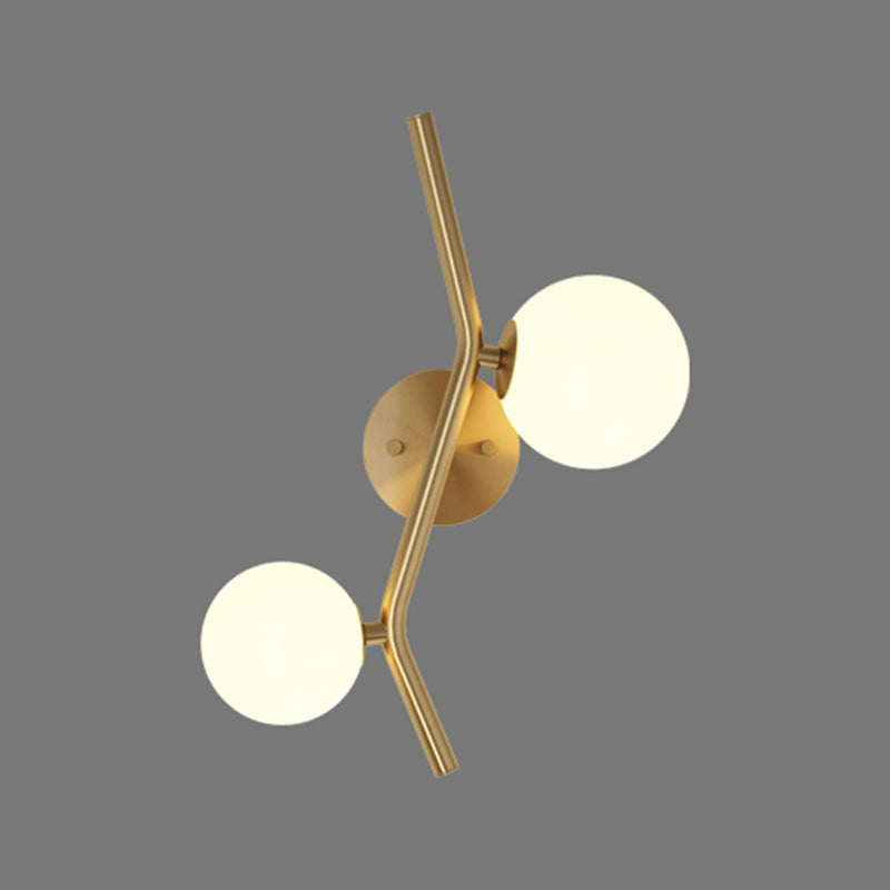 Glass Ball Shape Sconce Light Modern-Style 2 Lights Wall Light Fixtures in Gold