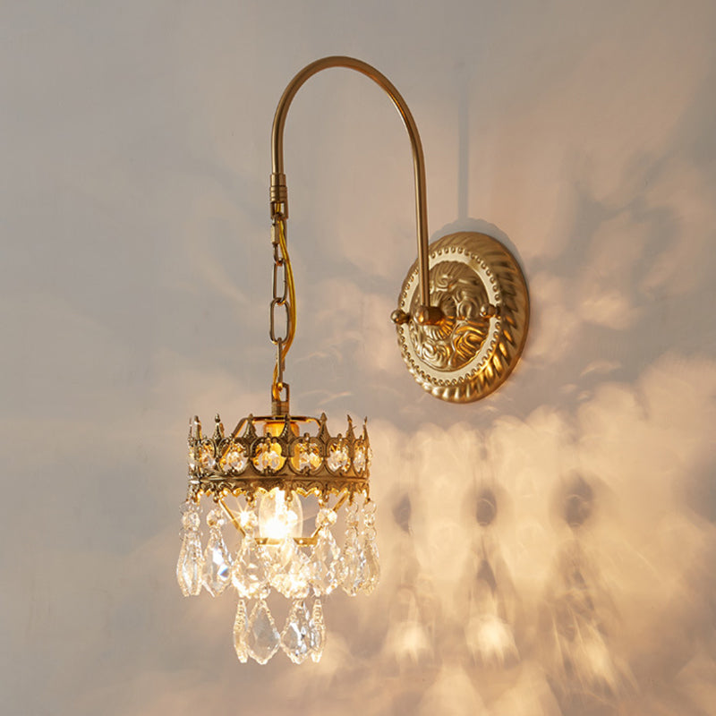 Crystal Unique Shape Sconce Light Modern-Style 1 Light Wall Light Fixtures