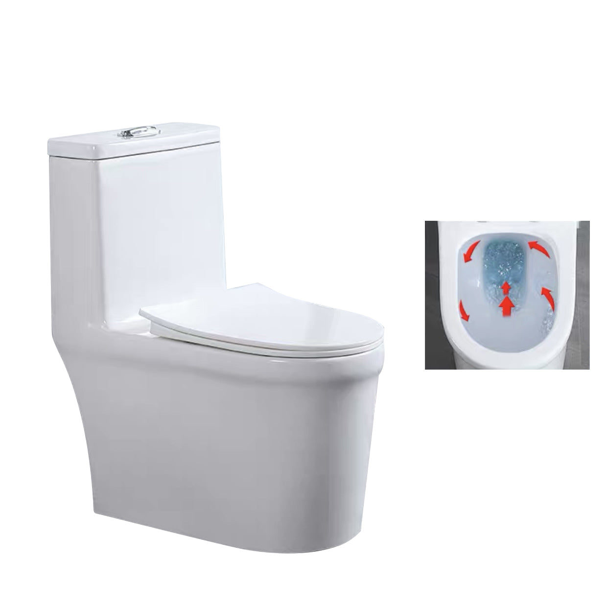 One-Piece Toilet Flush Toilet Floor Mounted UF Siphon Jet Toilet Bowl