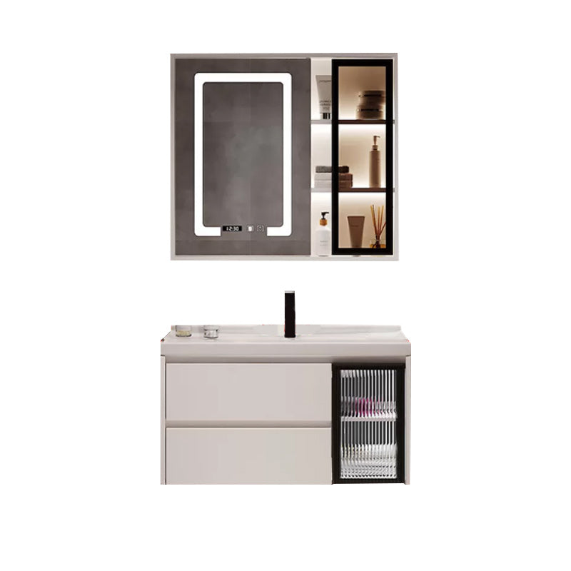 Modern Sink Vanity Bathroom Color Block Wall Mount Vanity Cabinet