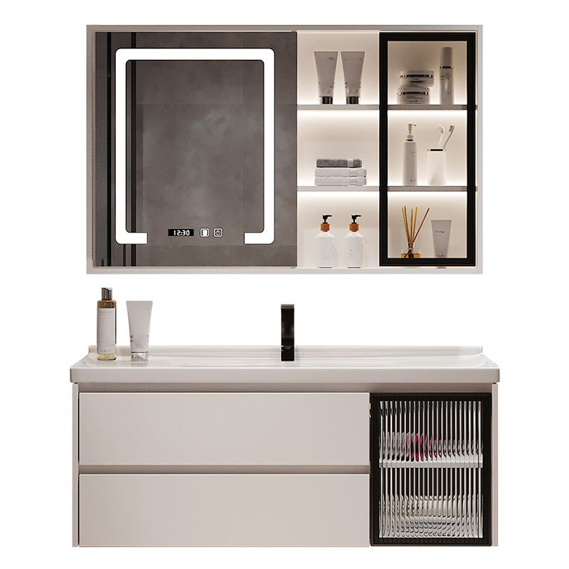 Modern Sink Vanity Bathroom Color Block Wall Mount Vanity Cabinet