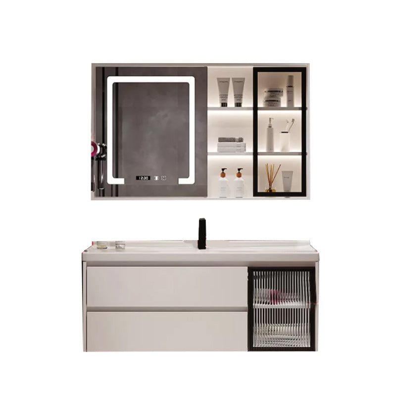 Modern Sink Vanity Bathroom Color Block Wall Mount Vanity Cabinet