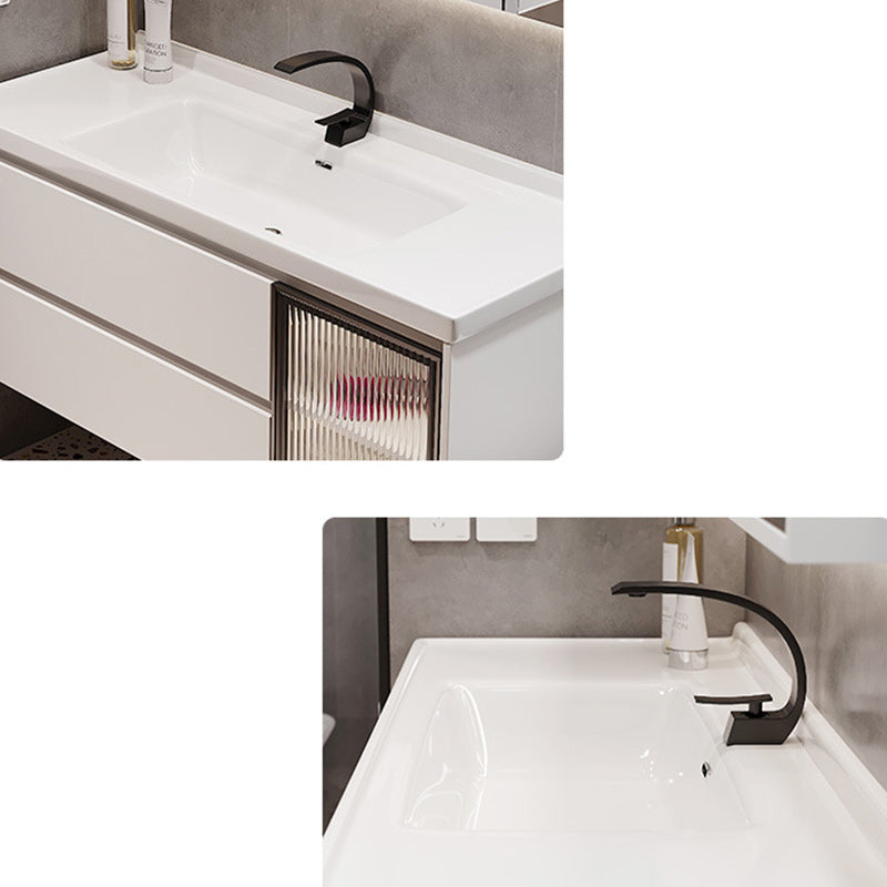 Modern Sink Vanity Bathroom Color Block Wall Mount Vanity Cabinet