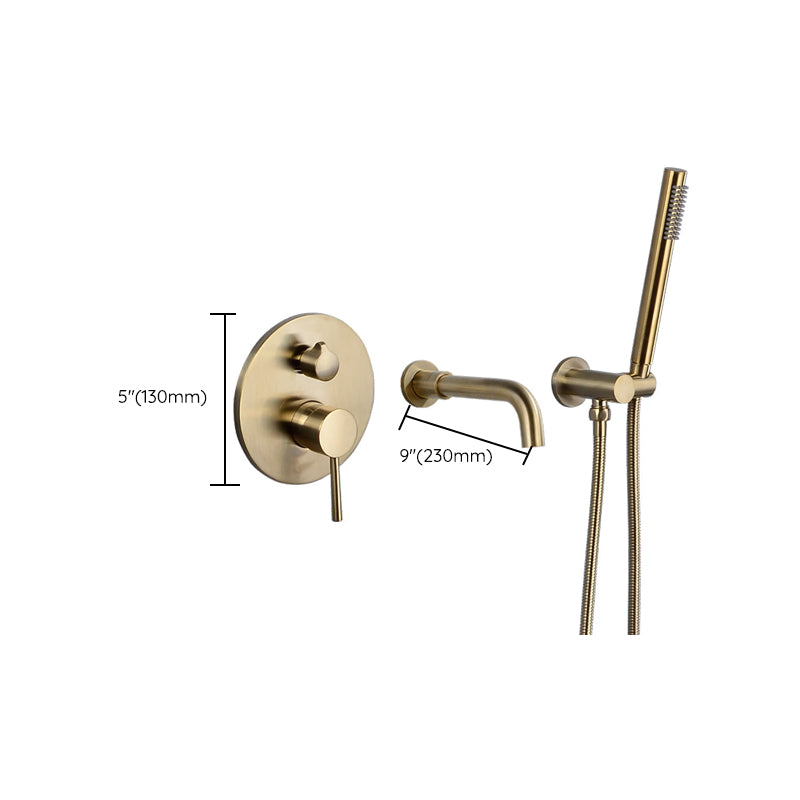 Cold and Hot Wall Mounted Bathtub Faucet Gold Finish Tub Faucet with Shower Head