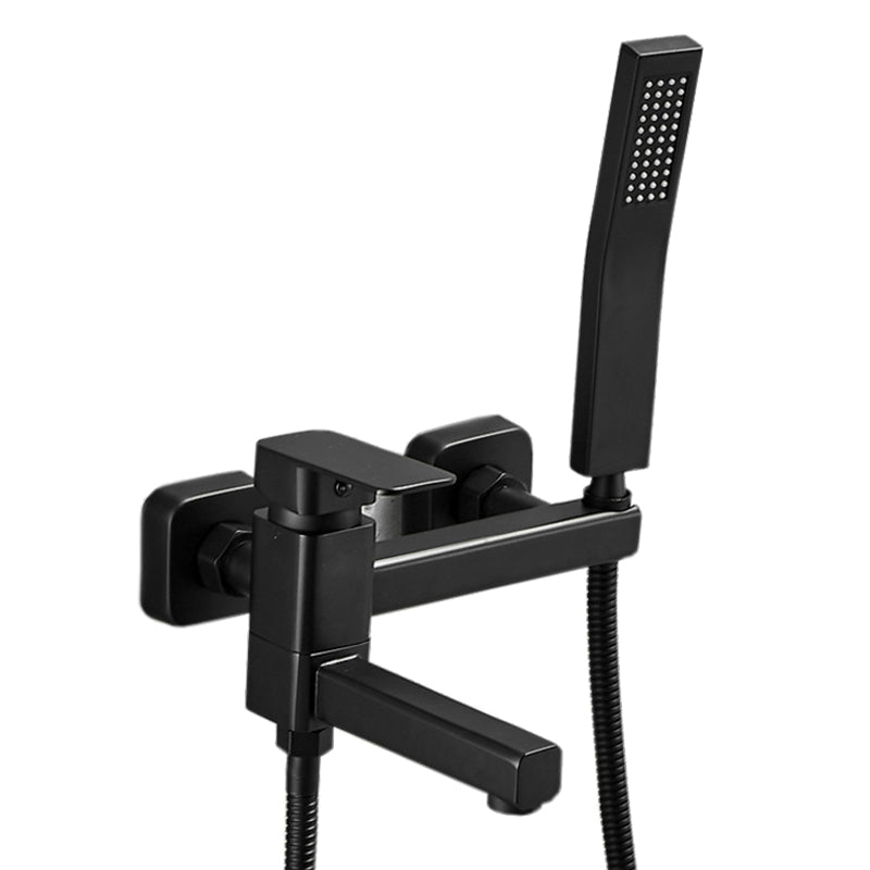 Modern Wall Mounted Metal Tub Filler Low Arc Swivel Bathroom Faucet