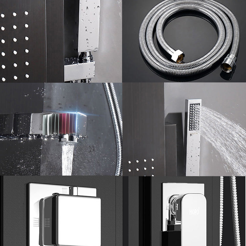 Contemporary Shower System Slide Bar Dual Shower Head Thermostatic Wall Mounted Shower Set