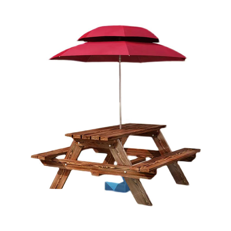 Farmhouse Style Patio Table Outdoor Rectangular Wooden Camping Table