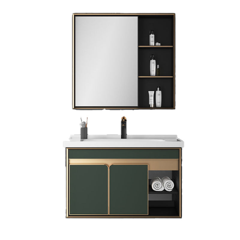 Bath Vanity Set Wall Mount Single Sink Blue Glam Metal Faucet Included Vanity Set